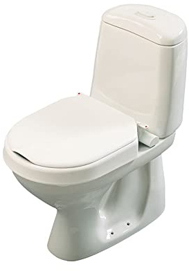 Etac Hi-Loo Fixed Raised Toilet Seat with Lid, Secure and Convenient Design for Easy Cleaning and Height Adjustment, 6 cm (2 1/4)