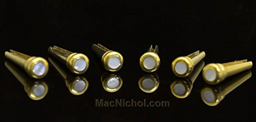 John Pearse® »KINGPINS™ - GUITAR BRIDGE PINS - BRASS - PEARL DOT« Bridge Pins pour guitare - 6 Pièces - Laiton - Pearl Dot