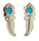Ohrringe Ohrstecker Indianerschmuck Feder mit Türkis 925er Sterling Silber Handarbeit