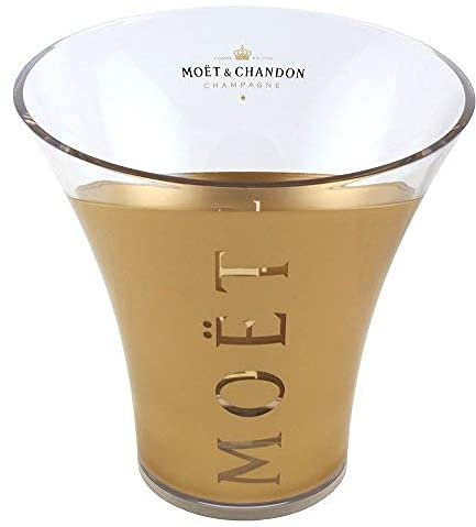 Moet & Chandon Champagner Flaschenkühler Gold Transparent Eiswürfel Behälter für eine Magnum 1,5 Liter oder 0,75 L Champagne Flasche