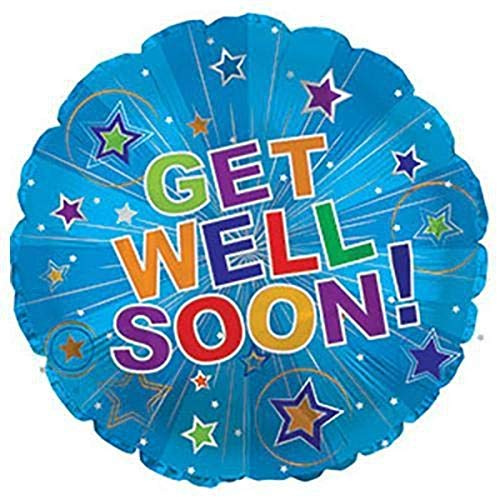CTI Ballons 114369 Get Well Soon Silver Burst, 43,2 cm