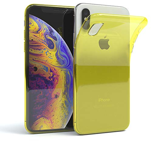 EAZY CASE Hülle kompatibel mit iPhone X/XS Schutzhülle Silikon, Ultra dünn, Slimcover, Handyhülle, Silikonhülle, Backcover, Durchsichtig, Klar Gelb