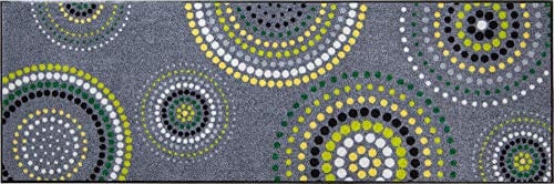 Erwin Müller Fußmatte Ludwigshafen, Schmutzfangmatte, Sauberlaufmatte Kreise grau/grün Größe 80x200 cm - rutschfest, pflegeleicht, für Fußbodenheizung geeignet (weitere Farben, Größen)