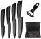 Ballery Set Coltelli da Cucina, Coltelli Ceramica Cucina Professionale Chef Coltello da Cucina, Coltelli Ceramica con Guaina Protettiva, Nera Set di 5