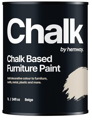 Hemway - Chalk Based Furniture Paint - Beige 1 L | Chalky Matt Shabby Chic Finish for Interior & Exterior Home Decor | Quick Dry & All-in-one