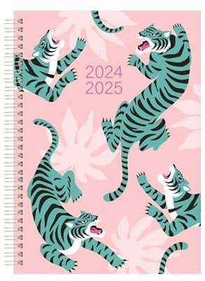 2021–2022 Akademischer Jahresplaner A5 Wochenansicht Spiralbindung Planer Schüler-Tagebuch Organizer – Regenbogen (Design Nr. 1)