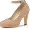 Allegra K Women's Round Toe Stiletto Heel Ankle Strap Court Shoe Nude 3.5 UK/Label Size 6 US