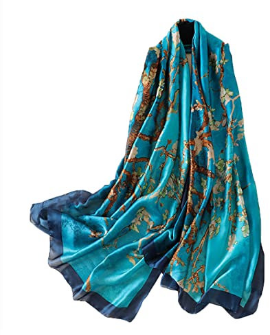 KAVINGKALY Foulard Femme Soie pour Femme Foulard à Grand Imprimé et Bandeau Long pour Cadeau (Pattern C)