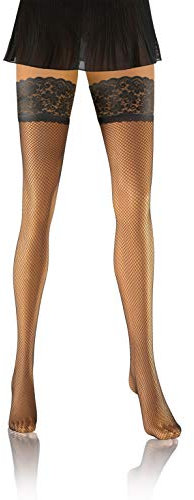 Sesto Senso Medias Rejilla Autoadhesivas Encaje Lencería Sexy Mujer 3/4 M/L Fumo Grafito