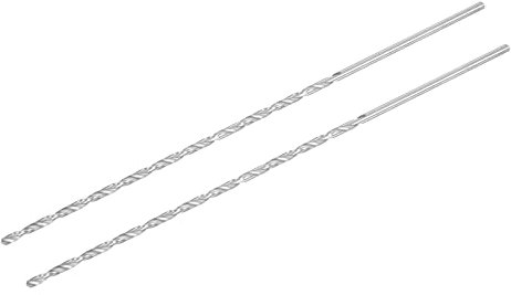 sourcing map HSS(High Speed Steel) Extra Long Twist Drill Bits, 3mm Drill Diameter 200mm Length for Hardened Metal Woodwork Plastic Aluminum Alloy 2 Pcs