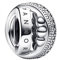 PANDORA Signature Logo Pavé & Perlen Charm in der Farbe Silber aus Sterling-Silber mit Cubic Zirkonia - Größe: 9,8 mm H, 792317C01