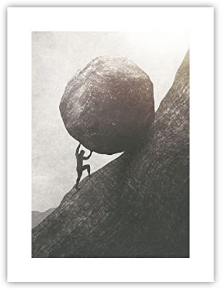 Poster ohne Rahmen Sisyphus Arbeit Stein Deko 30x40cm Wandposter Art Prints Wandbilder Dekoration Wohnzimmer Schlafzimmer Küche Wanddeko Bild Wand Kunstdruck Modern Wall Art Decor - P2XPA30x40-5105