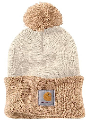 Carhartt Womens Lookout Acrylic Pom Pom Beanie Hat, Winter White