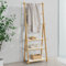 [en.casa] Bambus Standregal mit Handtuchstangen Lapinjärvi Badregal 152 x 53 x 31 cm Handtuchständer stehend Natur/Weiß