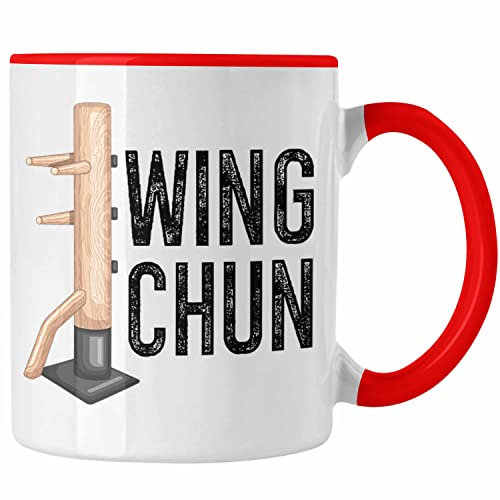 Trendation - Wing Chun Kung Fu Kampfsport Tasse Geschenk Lehrer MMA Grafik (Rot)