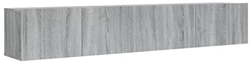vidaXL Set de Muebles de TV 2 Piezas Armario Decoración Pared Colgante Almacenamiento Salón Dormitorio Hogar Madera Contrachapada Gris Sonoma