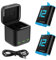 AuyKoo Hero 11 Caricabatterie e 2 Batterie, Batterie Ricambio da 1750 mAh e Scatola di Ricarica per GoPro 9 10 11, Caricabatterie Veloce + 2 Batterie con Cavo USB Type-C per GoPro Hero 11 10 9 Black