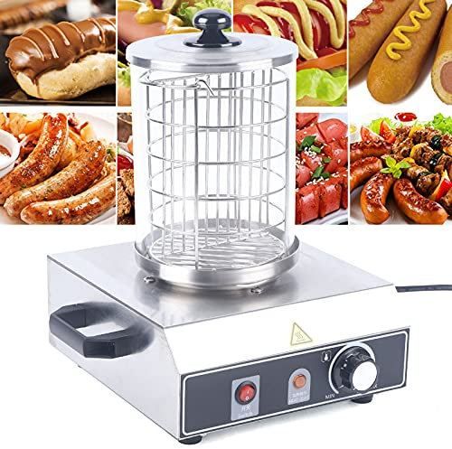 Edelstahl Hot Dog Maker, Hot Dog Gerät Maschine Wurstwärmer Dampfbehälter, Einstellbarer Temperatur Wurstkocher für Restaurants Snackbars
