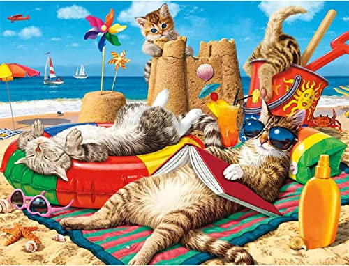 Diamond Painting Kätzchen Diamond Painting Erwachsene Diamant Painting Bilder Kinder, 5D Diamond Painting Strand Katze DIY Crystal Art Stickerei Kreuzstich Bilder Set für Wanddekoration 30x40cm