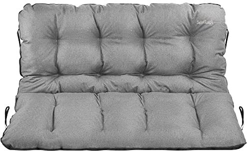 SuperKissen24. Sitzkissen Bankauflage für Gartenbank - Bankkissen Bankauflage 140x60x50 cm - Auflagen für Gartenmöbel Wetterfest - Outdoor und Indoor - Grau Leinen