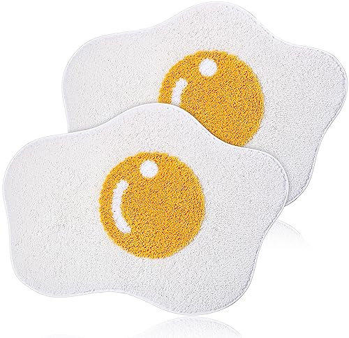 Timgle 2 Stück niedliche Badematte, 45.7x63.5 cm, Eier-Badematte, lustig, rutschfest, weich, WC-Teppich, ästhetische Fußmatte, wasserabsorbierend, Duschwanne, maschinenwaschbar