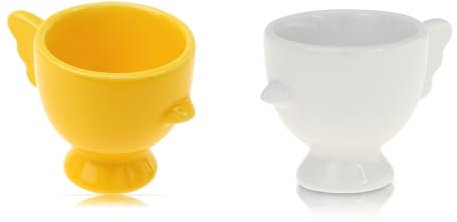 Flanacom Eierbecher Set aus Porzellan • Eierbecher Lustig • Geschenk zum Einzug ins Haus • Eierbecher Kinder • Lustige Eierbecher Porzellan • Neue Wohnung Geschenk (Piepmatz 2er Set)