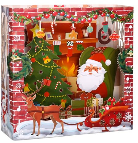 Kesote Weihnachtskarten Pop Up Karten Weihnachten 3D Glückwunschkarte Grußkarte Nikolaus mit Umschlag