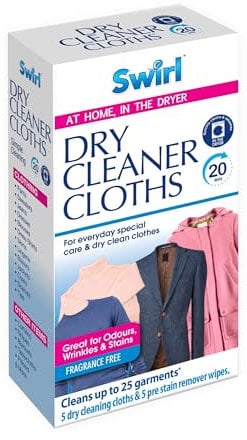 Swirl Dry Cleaner Tumble Dryer Sheets & Stain Remover Wipes Fragrance Free Cloths