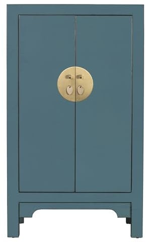 Fine Asianliving Armoire Chinoise Arctic Bleue Gris - Orientique Collection L70xP40xH120cm Armoire Chinoise Meubles Chinois Mobilier Oriental Asiatique Mandarin Pekin