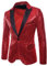 DondPO Blazer Rot Herren Bunte Gold Knopf Sakko Pailletten Sakko Party Kurz Slim Fit Glitzer Sakko Pailletten Jacke Glitzer Blazer Langarm Revers Blazer Glitzer Frack