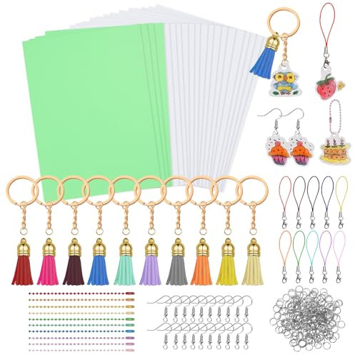 Plastico Magico Horno,280 Piezas Kit Hojas de Plástico Termocontraíble,Papel Magico Horno,Plástico Encogible,Plastico Retractil,Hojas De Plástico Encogible para Niños Manualidades Creativas DIY