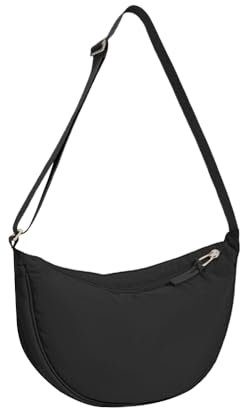 HIOQFR Borsa Mezzaluna Donna a Tracolla Hobo Bag Halfmoon Marsupio Con Tracolla Regolabile Crossbody Casual Spalla Borsetta a Mano Ragazza Da Viaggio-Nero