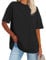 florynova Womens Tops Summer Oversized Tshirt Crewneck Short Sleeve Casual Blouse（Black，L
