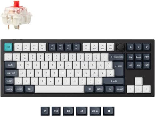 Keychron Q3 Max Kabellose mechanische Tastatur, QMK/VIA Programmierbare Vollmetalltastatur Deutsches DE-ISO TKL Layout Bluetooth/Kabelgebunden RGB mit Hot-swap-fähigem Gateron Jupiter Roter Schalter