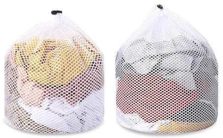 Net Laundry Bags, 2 Pack Extra Large Mesh Laundry Bag, White Laundry Nets With Drawstring, Heavy Duty Dirty Clothes Washing Machine Bag, Suitable for Families and Hotels(80CM*60CM)