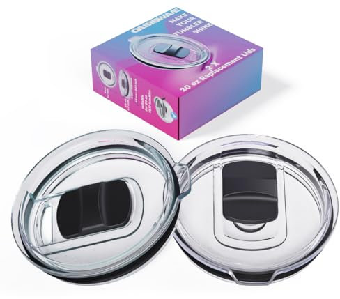 20 oz Tumbler Lid, Magslider Lid Compatible for YETI 20 oz Tumbler,10/24 oz Mug and 10 oz Lowball,Travel Spill Proof Cup Lids Covers with Magnetic Slider Replacement Lid,BPA Free (2 Pack)