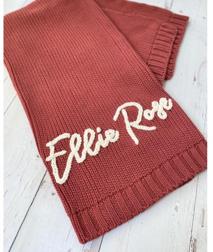 Individuelle Handgefertigte Strickdecke Aus Baumwolle, Personalisiert, Bestickter Name, Baby Junge, Baby Mädchen, Weiche Decke, Babyparty, Atmungsaktive Kinderwagendecke(Da Hong)