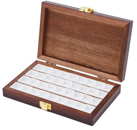 DICOSMETIC 36 Gitter Bambus Aquarellfarben Palette Box Holzfarbe Künstler Leere Aquarellkasten Für Malen
