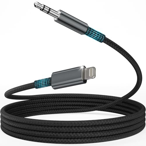 Esiposs Aux Kabel Auto für i Phone 1,2M MFi Zertifiziert 3,5 mm Aux Auf Light-ning Kabel HiFi Audio Cable Kompatibel mit i phone 14/13/12/11/X/8/7/i-OS für Auto/Kopfhörer/Lautsprecher, Grau