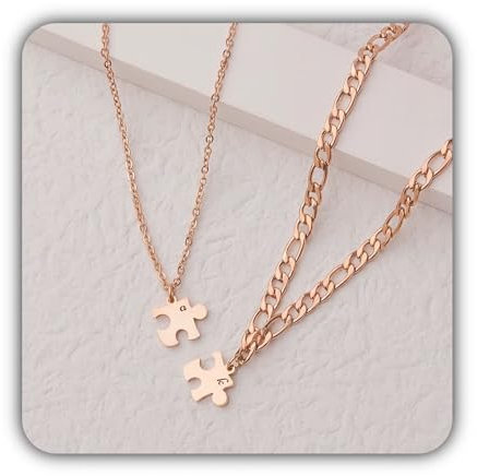 Personalized Couples Gifts - Tiny Puzzle Piece Necklace - Couple Necklace Set - Matching Necklaces for Couples