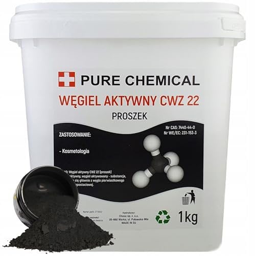 PURE CHEMICAL - Aktivkohlepulver 1 kg - Aktivkohle Pulver - Vegan – 100% Rein - Geruchlos - Perfekt für Kosmetik und Hygiene - Natürlich - Frei von chemischen Zusätzen