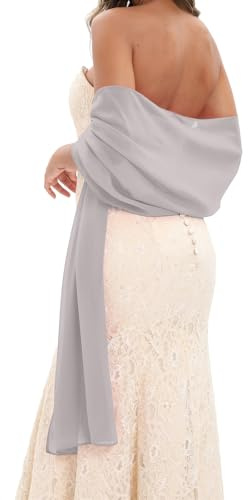 GIBZ Damen Chiffon Elegant Lang Schal Einfarbig Transparent | Schals Tücher Halstuch für Abendkleid Hochzeit Stola 200x45cm