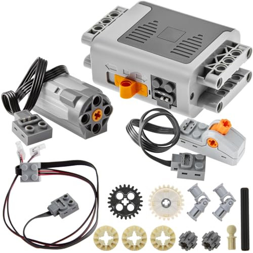 Domoni 15Pcs Power Function Motor Set 8293- M Motor Battery Box Switch Light Cable Compatible with Majoy Brands Technical Building Toys