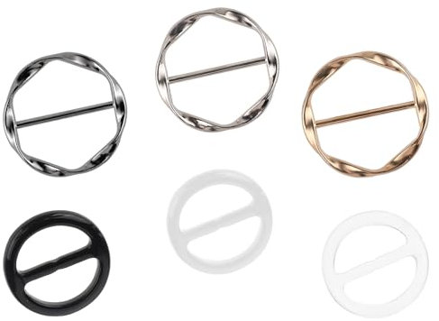 Giantree Lot de 6 Pince à écharpe, pinces à cravate pour t-shirt pour femmes pinces à cravate pour écharpes en soie à la mode Clips pour vêtements Bouton de nœud d'angle pour t-shirts vêtements Boucle