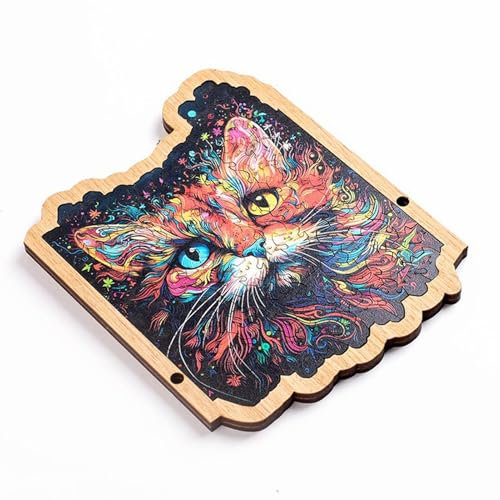 Wooden Cat Puzzle | Kids Cat Jigsaw | Educational Cat Puzzles | Decorative Jigsaw Puzzle | Kids Cat Jigsaw Board Game | Wooden Jigsaw Puzzles Game for Cat Lovers and Friends Home Decor