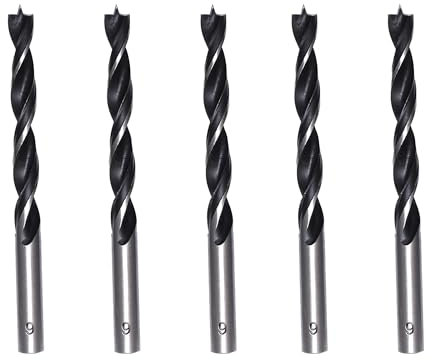 Foyscr 5 Piece 9mm Brad Point Wood Drill Bits, Professional Carbon Steel, Clean Efficient Drilling