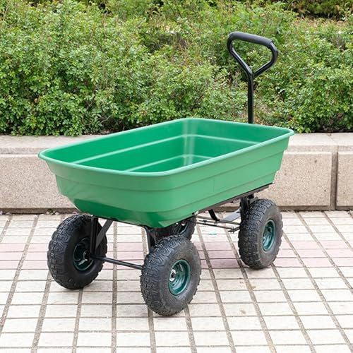 Heavy Duty Garden Cart Trolley, Dump Truck with Tipping Function Plastic Dumper, Wheelbarrow Transport for Outdoors, Festivals, Tools, Plants, General Waste(105x60cm)