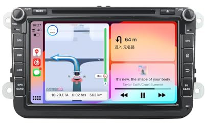 Android Autoradio für Seat/Skoda/VW Touran Sharan Caddy Golf 5/6 T5 Polo Universal Upgrade Doppel-DIN Radio mit Tasten/Bluetooth/Navi/WiFi/DAB