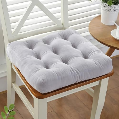 Qiydia Sitzkissen Aus Samt, Weiches, Dickes Stuhlpolster, Quadratische Bodensitzkissen, Bequeme Kissen, Stuhlkissen für Tatami, Küche, Esszimmer, Heimdekoration(43x43cm(17x17inch), Gray 1)