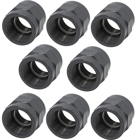 HAF 8X PVC Fittings Gewindemuffe mit 2 | Innengewinde x Innengewinde | Übergangsmuffe aus grauem PVC-U | PN16 für PVC Rohr, Schwimmbad, Poolverrohrung, Druckleitung, Rohrleitung, Pool & Teich